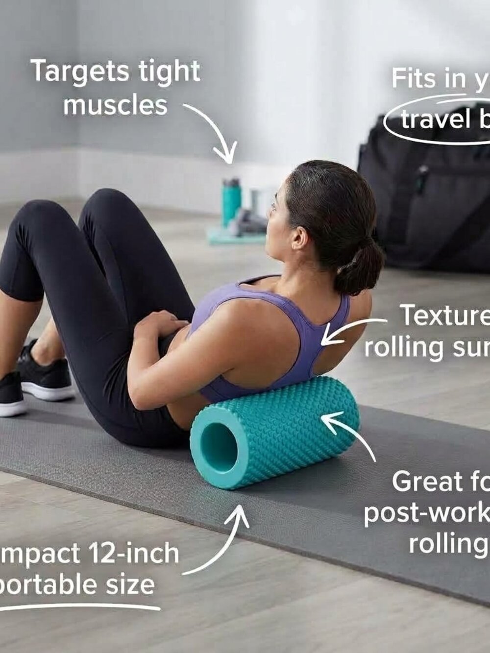 Gaiam Restore 12" Compact Foam Roller | Textured Teal Exercise Recovery